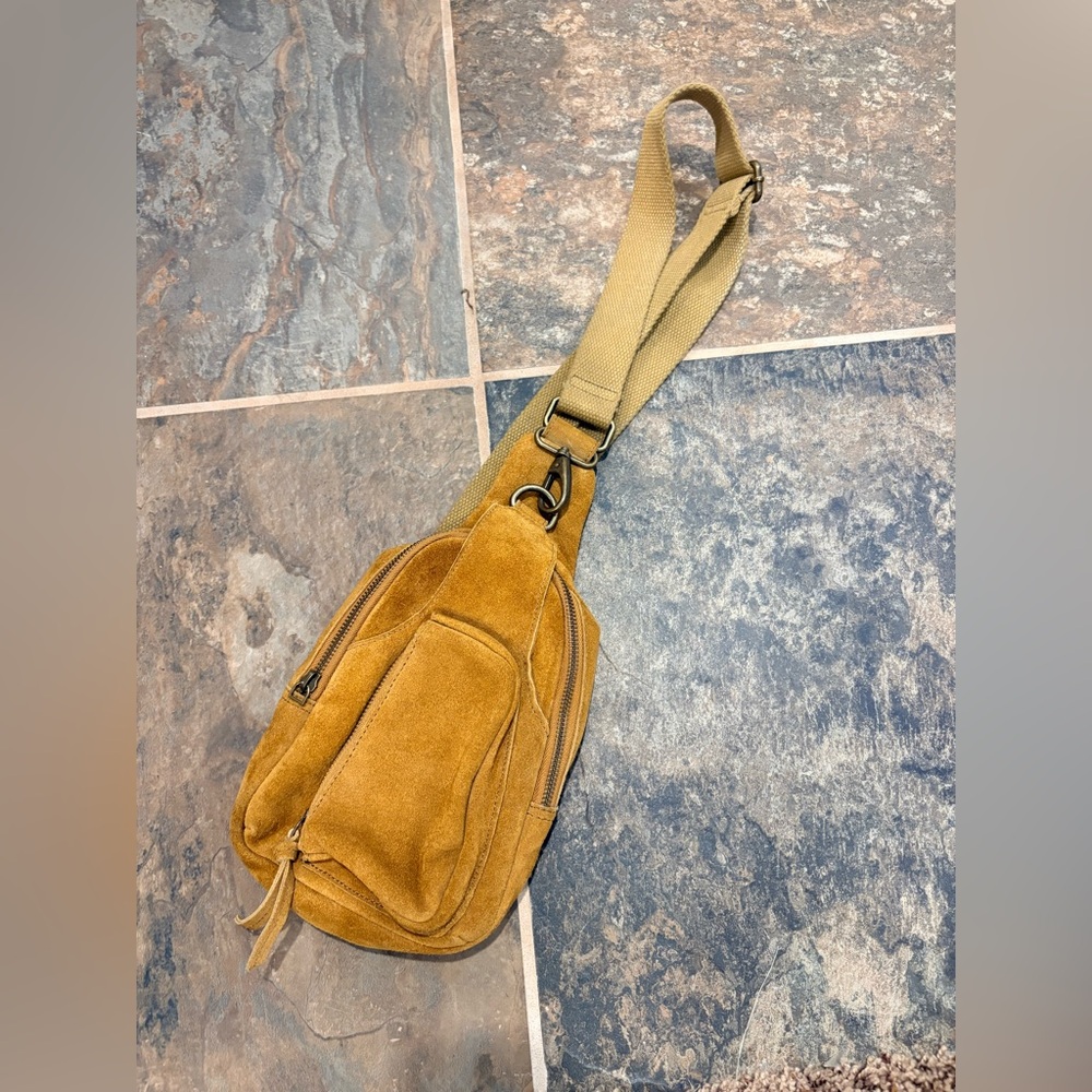 Free People Tan Suede Crossbody Bag